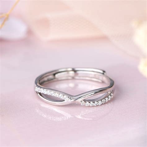 Endless Sparkle Rhodium-Plated 925 Sterling Silver Infinity Ring for H ...