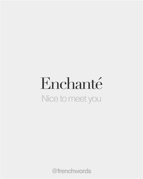 Enchanté (feminin | French words quotes, Meeting you quotes, Cool ...
