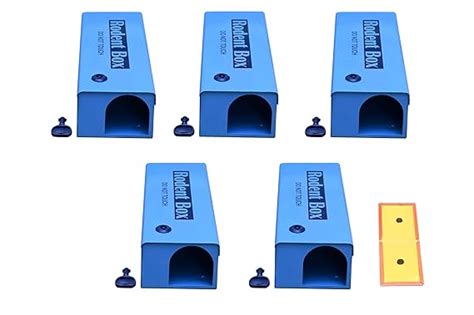 Rodent Bait Station Pack, Set of 5 Boxes, Blue, Heavy Outdoor RODA Box ...