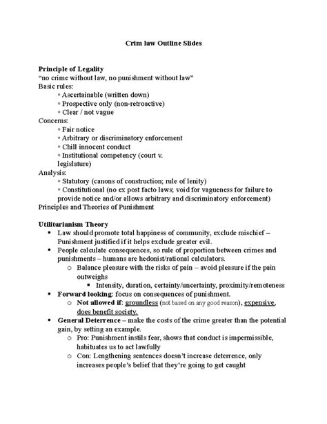 Crim law Outline - legislature) Analysis: Statutory (canons of ...