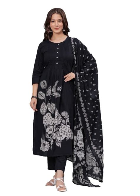 Buy Arayna Women's Pure Cotton Printed Kurta Set with Palazzo Pants ...