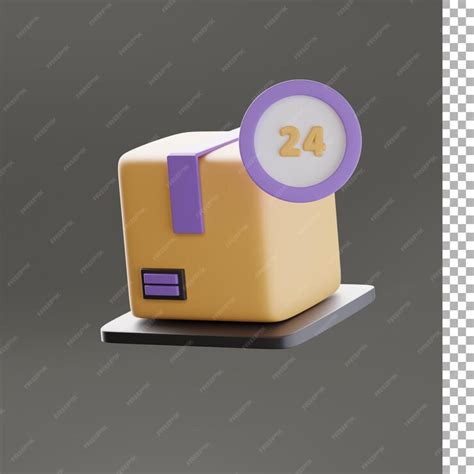 Box and 24 hours 3d icon | Premium PSD