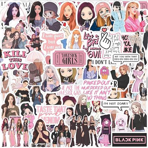 Goelite Blackpink Stickers Merch, K-Pop Vinyl Sticker Stationery Set ...