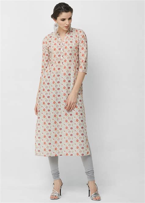 Get Vertical Floral Print Cream Tunic at ₹ 909 | LBB Shop