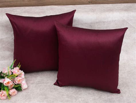 Buy Royal DecoFurnishing Plain Solid Art Silk Superlative Wine Cushion ...