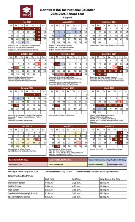Northwest ISD Instructional Calendar 2024-2025 - Northeast News