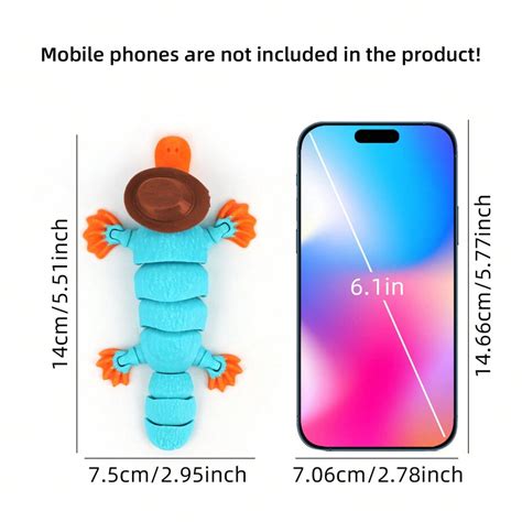 3D Printed Articulated Platypus Fidget Toy With Hat, Realistic Animal ...