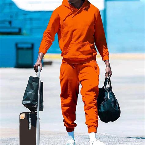 Men's Tracksuit Jogging Suit Drawstring Pocket Solid Colored Hoodie and ...