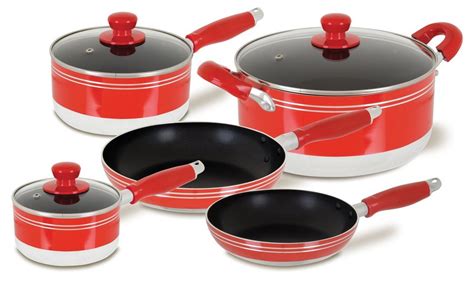 Sunbeam 8 Piece Aluminum Cookware Set, Red : Amazon.in: Home & Kitchen