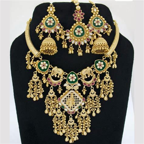 JCM Heritage Pota Stone Necklace – Gold-Plated Shri Krishna Necklace S ...