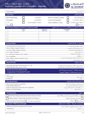 Corporate Know Your Customer (KYC) Form - Blank Fillable Template ...