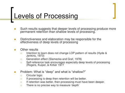 Image result for Level of Processing Memory