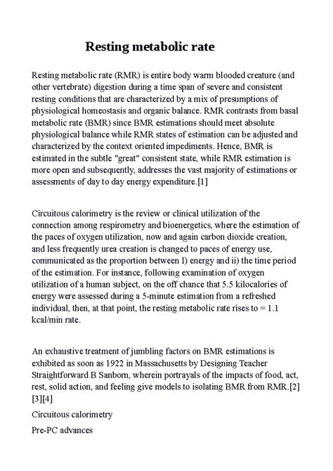 Resting metabolic rate - Resting metabolic rate Resting metabolic rate ...