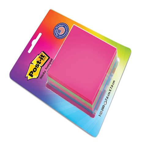 3M Post-it Sticky Note Cube, 200 Sheets (4 Colors x 50 Sheets) | 3" x 3 ...