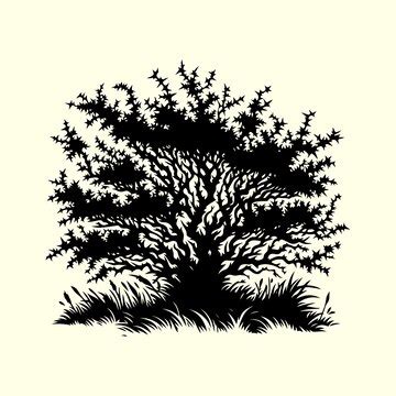 Modern and minimalist bush tree silhouette vector for nature designs ...