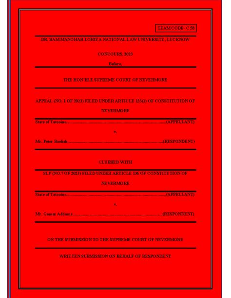 58R - moot - 1 TEAM CODE- C 58 DR. RAM MANOHAR LOHIYA NATIONAL LAW ...