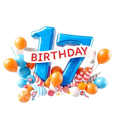 Happy 17 Birthday PNG, Vector, PSD, and Clipart With Transparent ...