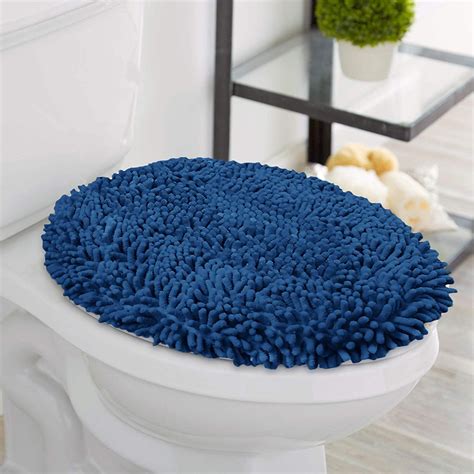 LuxUrux Toilet Lid Cover, Extra-Soft Plush Seat Cloud Washable Shaggy Microfiber Standard Toilet ...