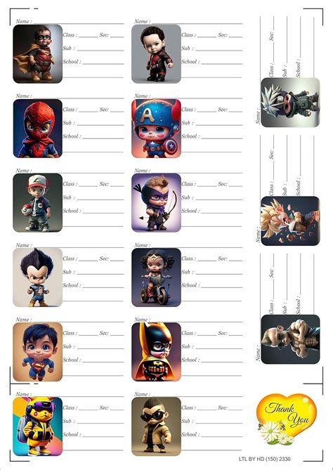 SRISH LTL by HD (150) 2330 Student Book Sticker Name Slip for School ...