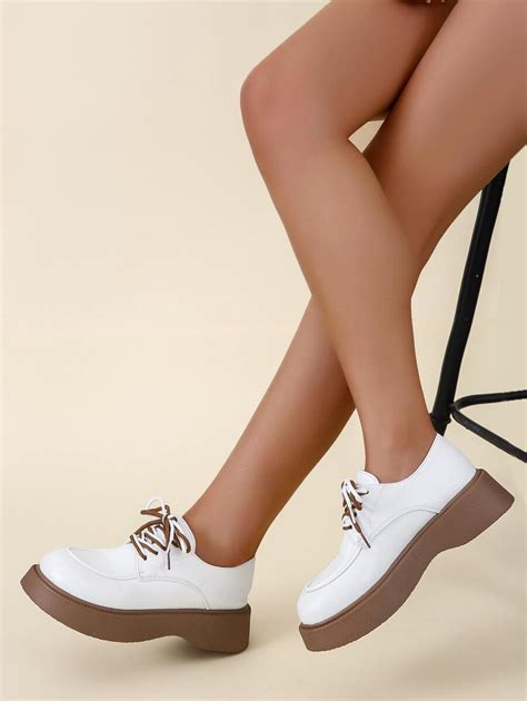 Color Block Lace-up Front Platform Oxford Shoes | SHEIN USA