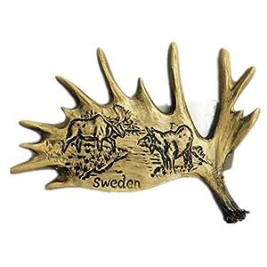 Buy Weekino Fridge Magnet Elk Antler Sweden 3D Resin Handmade Craft ...
