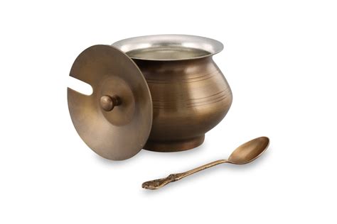 Antique Brass Ghee Pot with Spoon | Tin Coating – Brass Globe