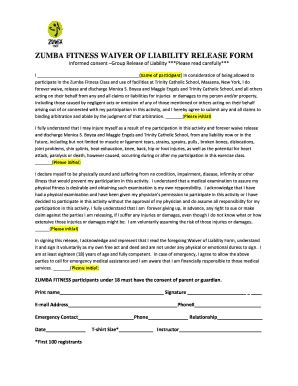 2016-2026 NY Trinity Catholic School Zumba Fitness Waiver of Liability ...