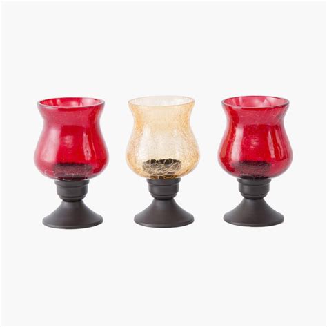 Buy Raga Set of 3 Mini Glass Crackle Hurricane Candle Holder from Home ...