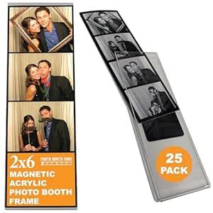 25 Acrylic Magnetic Photo Booth Frames for 2" X 6" Photo Strips ...