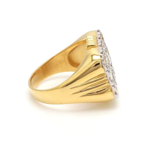 18K Yellow Gold Diamond Ring for Men
