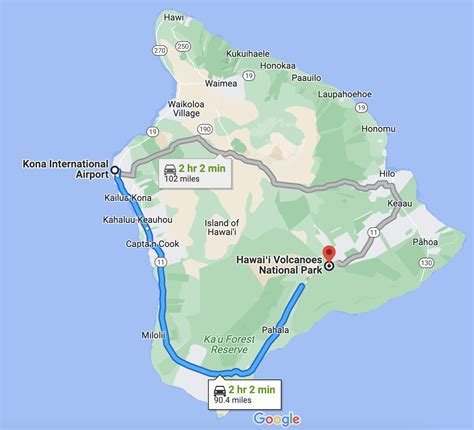 Kona Airport to Volcanoes National Park