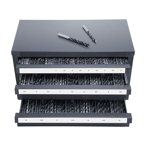 KFFKFF Drill Storage Solution, 3-Tier Drill Bit Cabinet for Sizes 1mm-13mm, Metal Drill Bit ...
