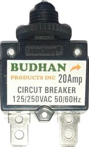 BUDHAN PRODUCTS INC 20 Amps Circuit Breaker | Overload Protector AC 125 ...