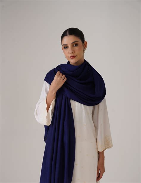 Dark Royal Blue Kashmiri Woollen Shawl – Fine Wool & Silk Blend ...