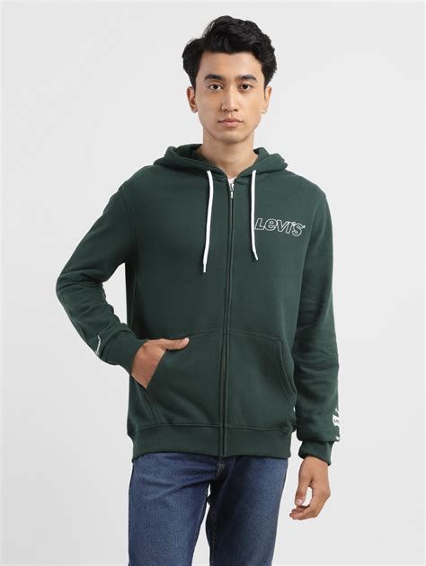 Men's Brand Logo Dark Green Hooded Sweatshirt – Levis India Store