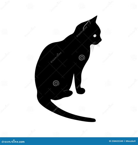 Black cat silhouette stock vector. Illustration of contour - 258655348