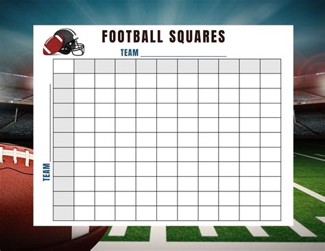 Football squares game football grids thanksgiving day game printable ...