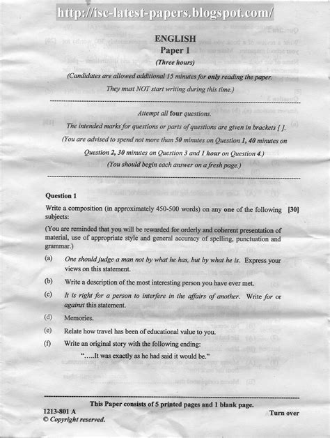 ISC English Question Paper 的图像结果