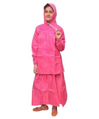 Goodluck Rain Coat Waterproof Rain Skirt Top for Womens (Pink, 2XL ...