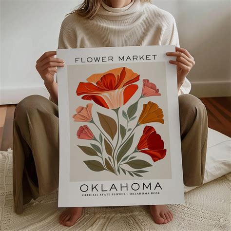 Oklahoma State Flower Print, Oklahoma Flower Market Print, Oklahoma ...