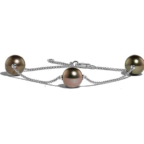 9mm Cultured Tahitian Pearl Chain Bracelet | Shane Co.