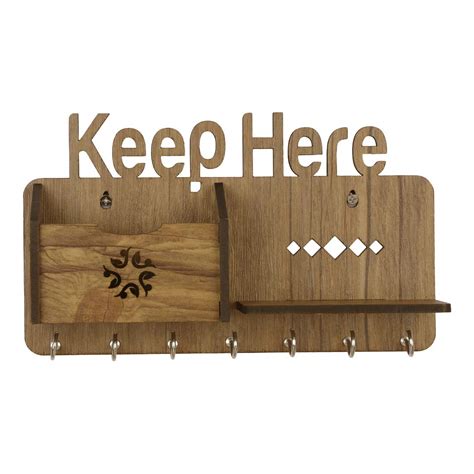 Sehaz Artworks Keep-Here-WT-KeyHolder Wooden Key Holder (7 Hooks ...