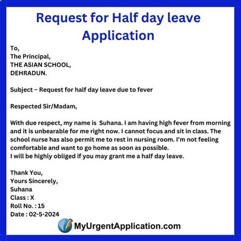 Applications for emergency half day leave - Brainly.in