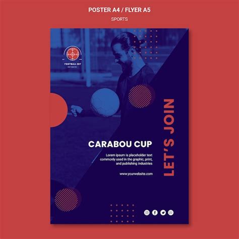 Football player poster template with photo | Free PSD