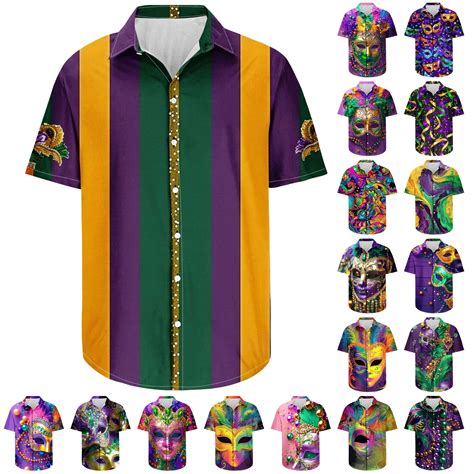 BiZtdJrK Lightning Sales Today Men Mardi Gras Shirt, Loose Fit Novelty ...