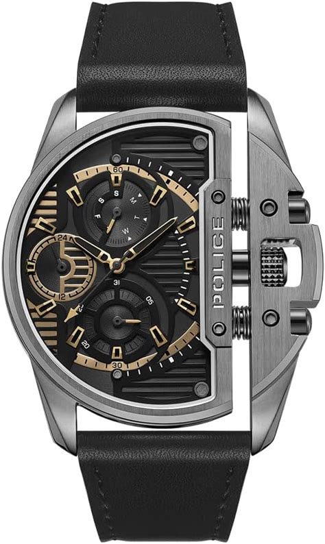 Police Mens 48 mm Extreme Rebel Grey Dial Leather Analog Watch ...