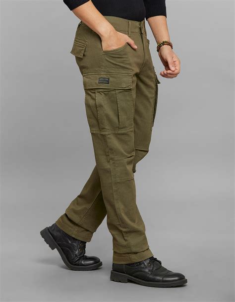 Olive Comfort Straight Fit Stretch Cargo Pants – ROOKIES