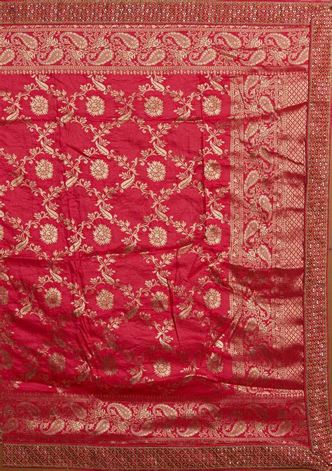 Buy Navy Blue Sequins Banarasi Semi Stitched Lehenga - Koskii