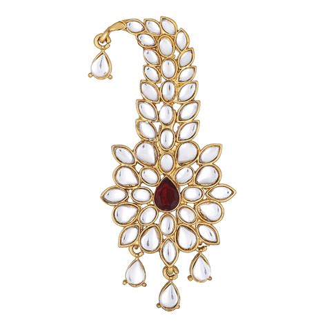 Buy Mahi Red and White Crystals Kalangi Brooch for Groom/Men ...