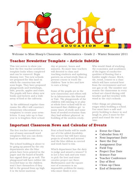Image result for Classroom Newsletter Examples
